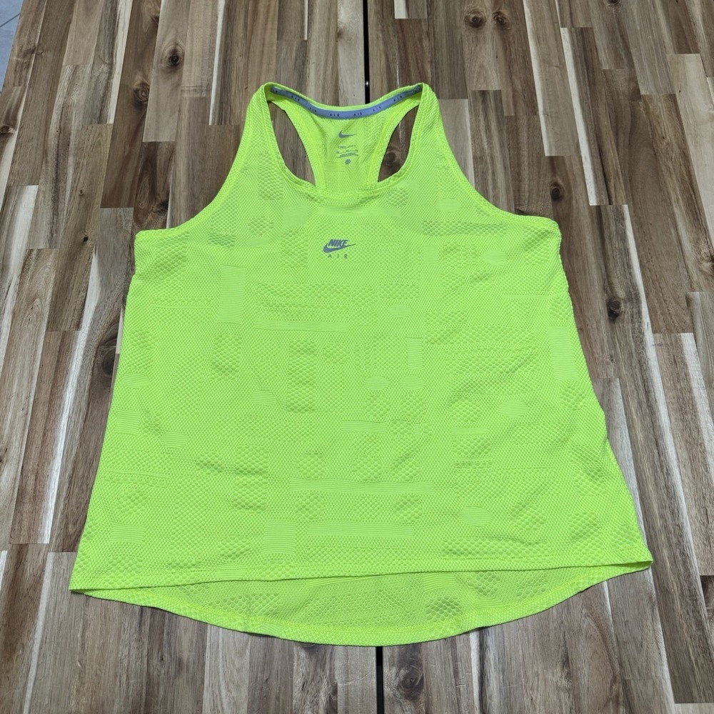 Nike Air DriFit Tank Top Womens XL Neon Green Racerback Running Tennis Gym